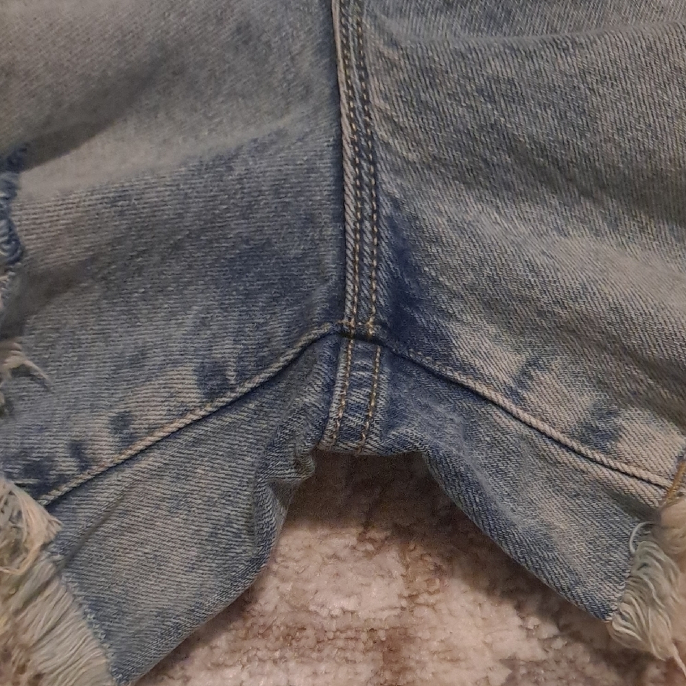 Good American Light Blue Distressed Denim Shorts - Picture 7 of 10